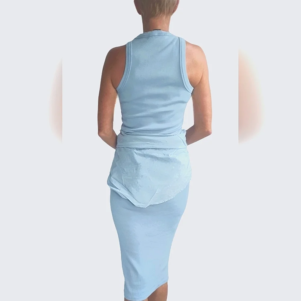 🎁SPECIAL🎁VERONICA BEARD Odeon Layered Ribbed Stretch Midi Dress - Picture 9 of 11